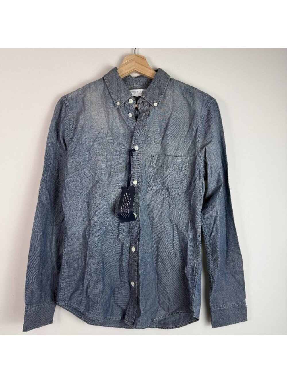 Everlane Men The Cotton Chambray Button Down Long Sleeve Shirt Indigo Blue XS